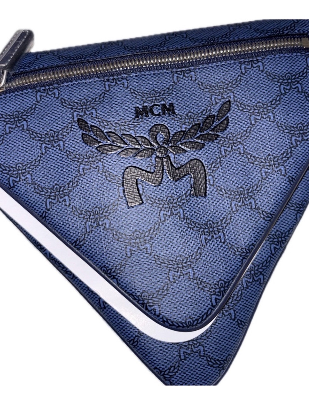 MCM Blue Patterned triangle shape handbag